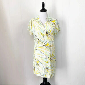 Diane Von Furstenberg Tatum Tulip Shell Lagoon Short Sleeve Crepe Dress XS